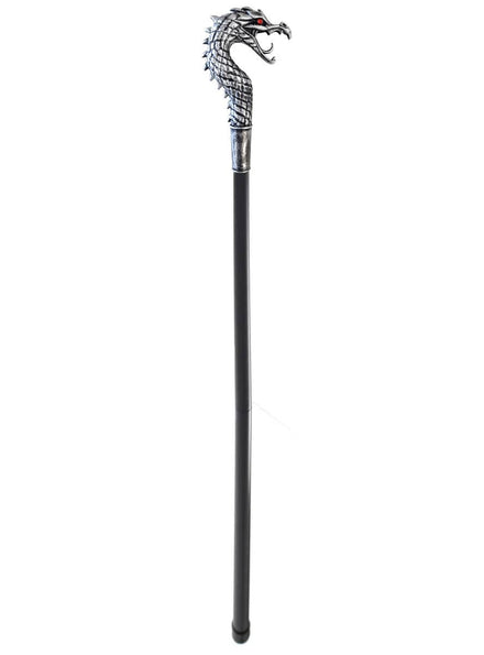 Image of Medieval Silver Dragon Cane Costume Accessory - Main Image