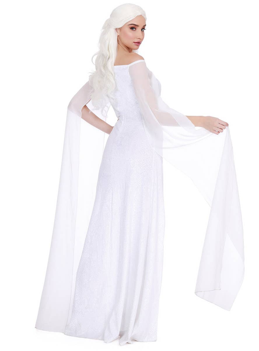 Women's Daenerys Targaryen White Dress Up Costume Back Image