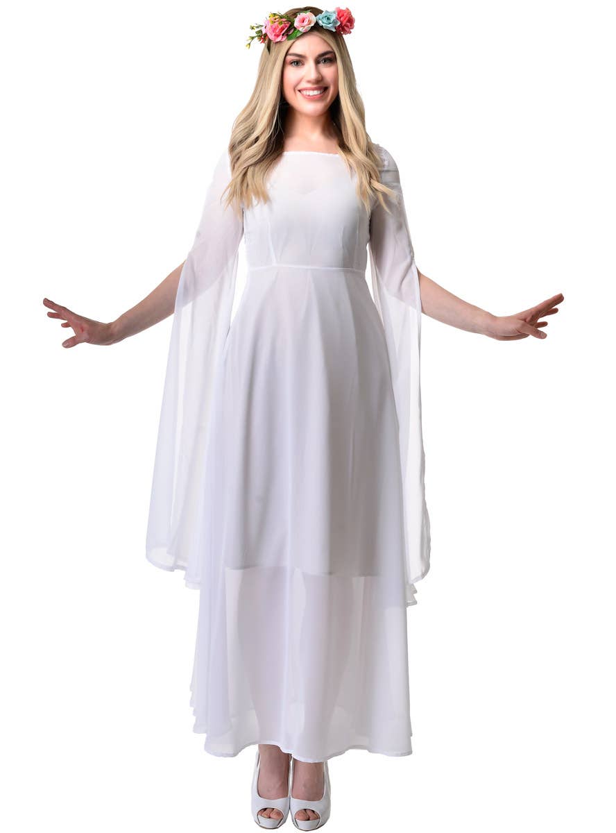 Sheer White Medieval Maiden Women's Costume Dress