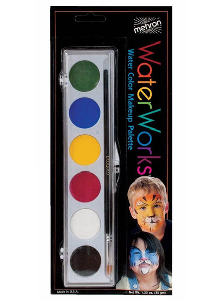 6 Colour Mehron Waterworks Water Based Professional Pigmented Costume Face Paint Makeup Palette Costume Accessory Main Image