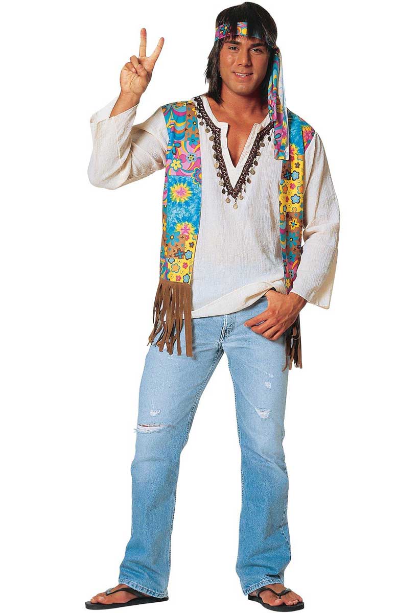 Men's 60's Hippie Dude Costume Shirt With Vest - Main Image