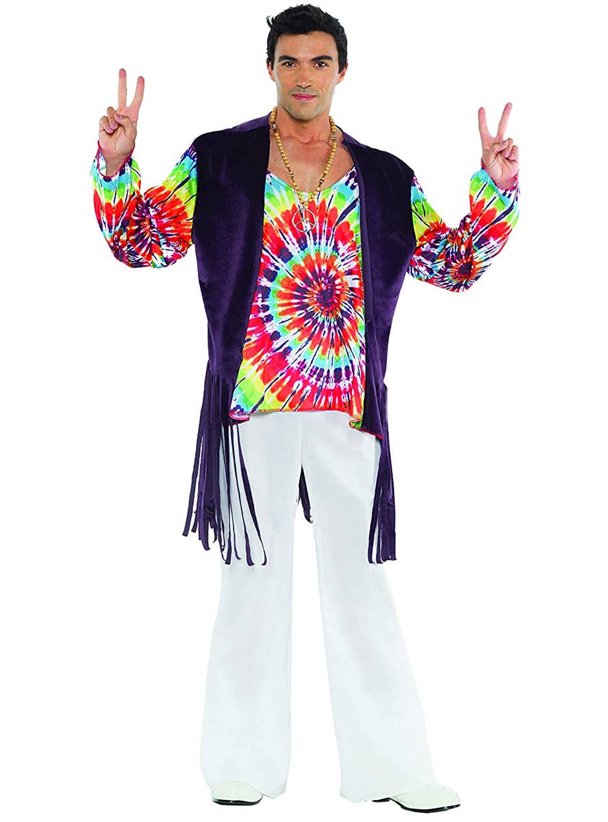 1960s Mens Tie Dye Hippie Costume - Main Image