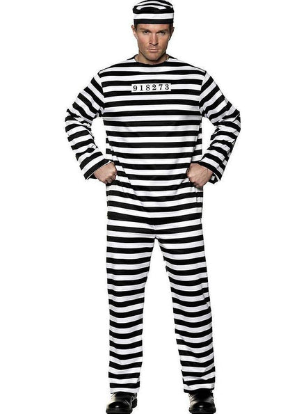 Image of Jailbird Black and White Men's Convict Costume