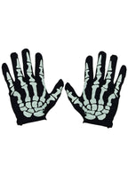 Image of Short Black and White Men's Skeleton Costume Gloves