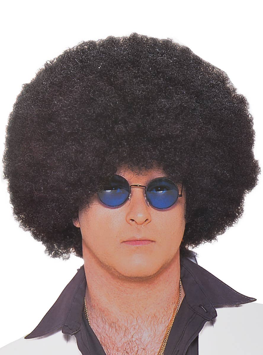 Frizzy Black 1970s Afro Costume Wig For Adults