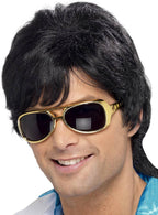 Image of Shaggy Black Men's 1970's Costume Wig with Fringe