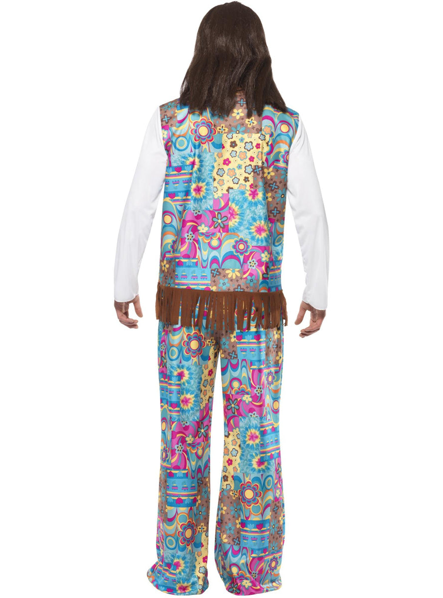 Groovy Colourful Hippie Men's 1970's Costume - Back Image