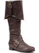Image of Deluxe Brown Leather Look Pirate Costume Boots - Main Image