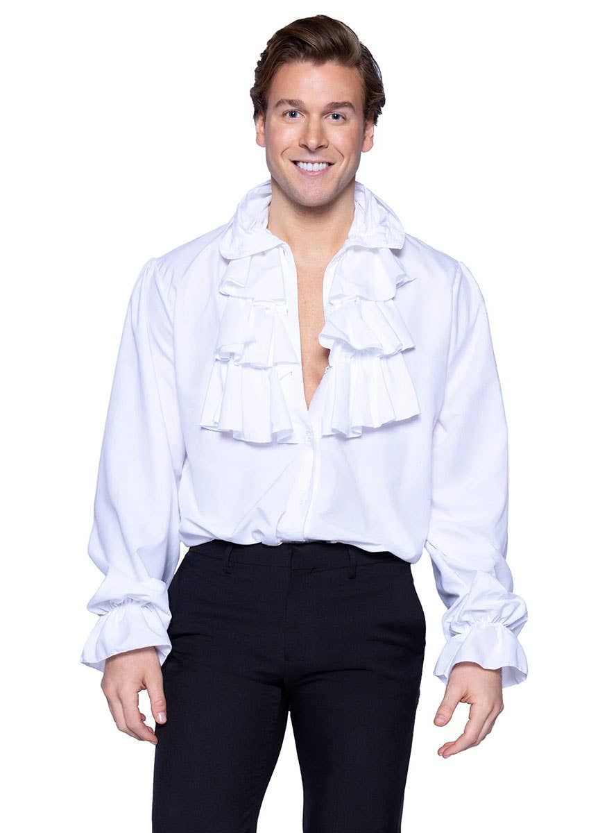 Men's White Ruffle Collar Pirate Shirt Alternate Image