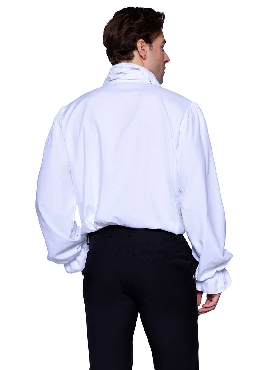 Men's White Ruffle Collar Pirate Shirt Close Back Image