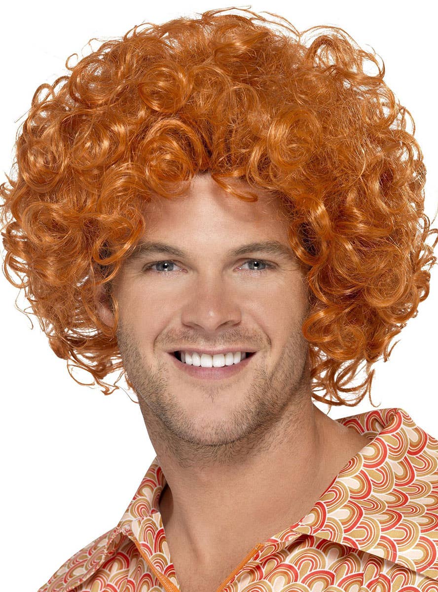 Image of Curly Orange Men's Afro Costume Wig