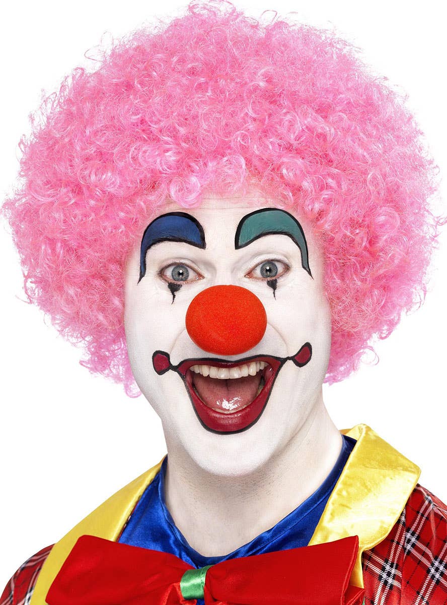 Image of Crazy Pink Clown Afro Men's Costume Wig