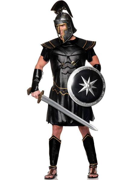 Image of Deluxe Black and Gold Roman Gladiator Mens Costume