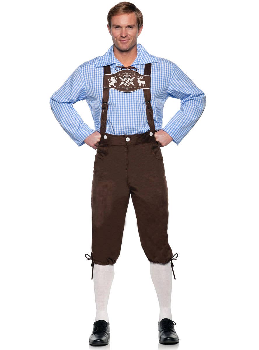 Image of Deluxe Oktoberfest Men's Blue Lederhosen Costume - Main Image