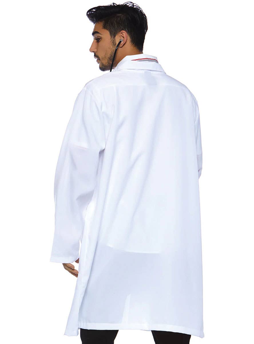 Men's White Lab Coat Doctor Fancy Dress Costume Close Back View