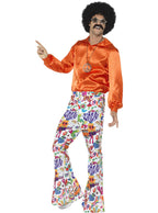 1970s Men's Hippie Print Flared Costume Pants