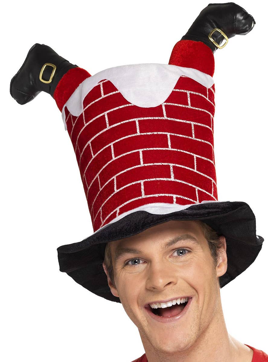 Image of Novelty Santa Stuck In The Chimney Christmas Hat