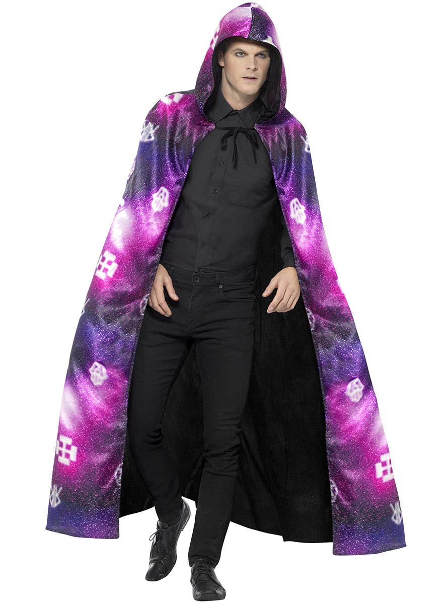 Image of Reversible Deluxe Galaxy Ouija Halloween Costume Cape - Front Image