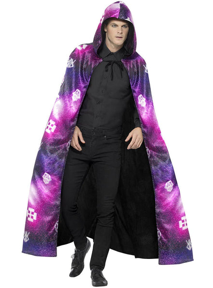 Image of Reversible Deluxe Galaxy Ouija Halloween Costume Cape - Front Image