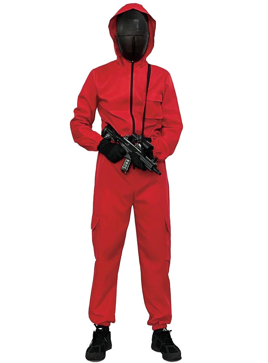 Image of Hooded Red Jumpsuit Men's Costume - Main Image