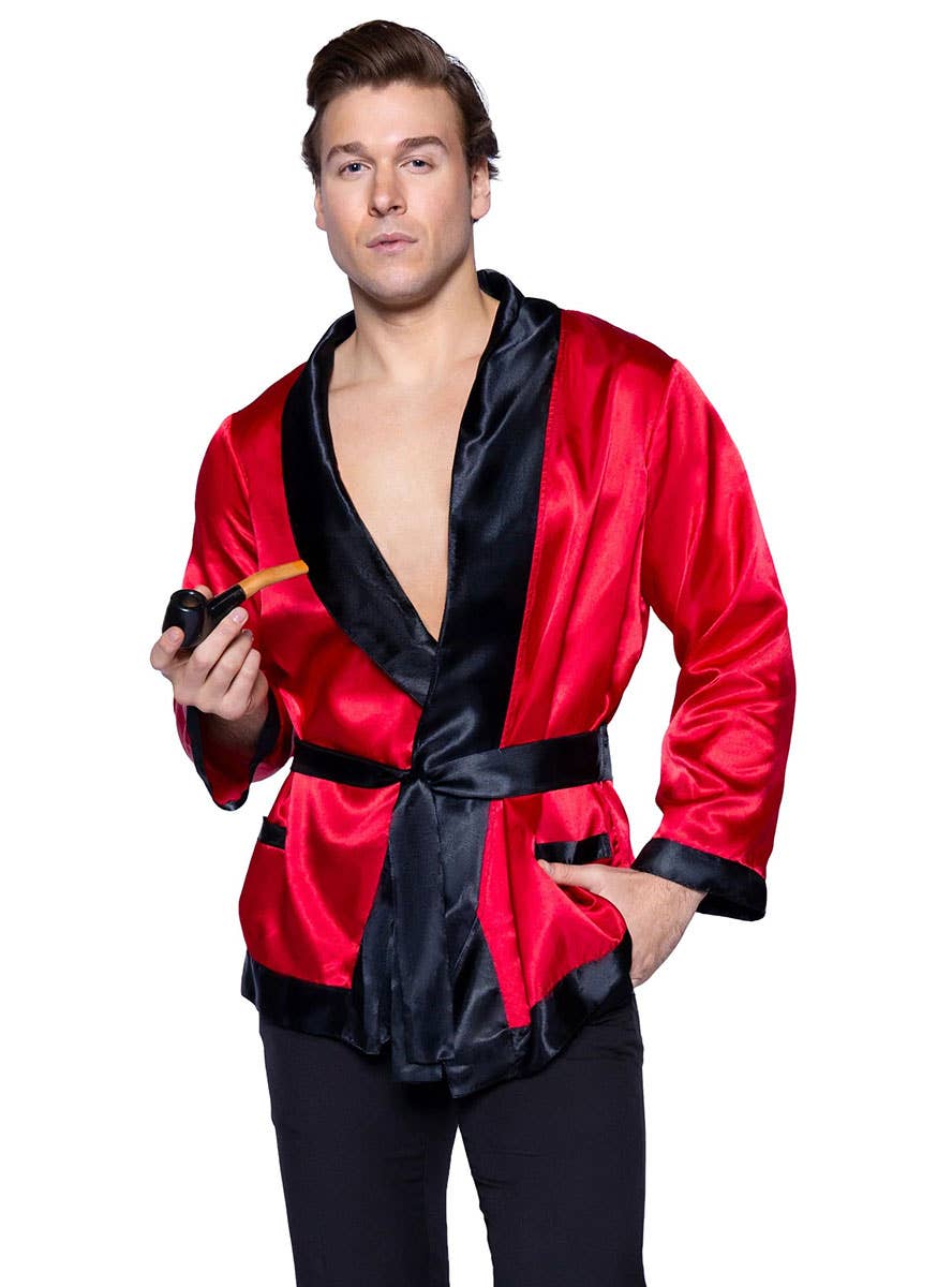 Playboy Hugh Hefner Men's Smoking Jacket Costume - Image 3