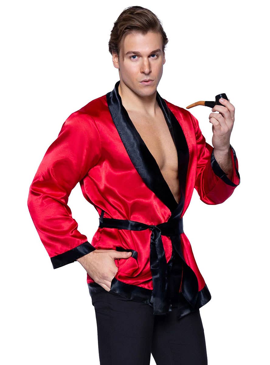 Playboy Hugh Hefner Men's Smoking Jacket Costume - Image 5