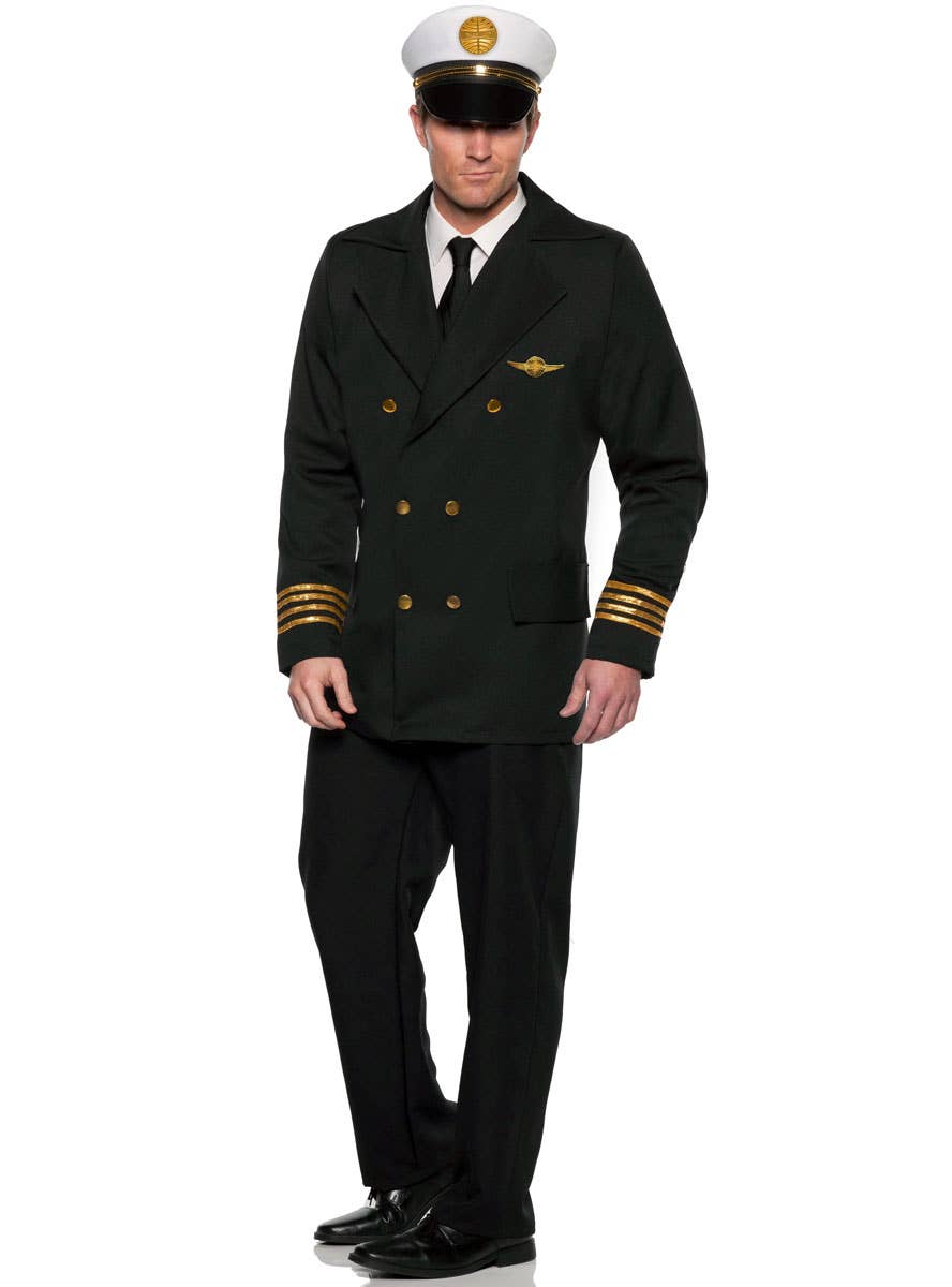 Image of Pan Am Airways Licensed Men's Black Pilot Costume - Main Image