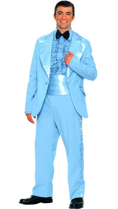 50s Dress Up Prom King Blue Suit Fancy Dress Costume - Main Image