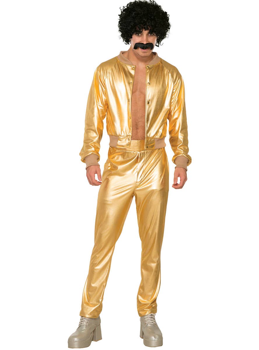 Mens Metallic Gold Disco Suit Costume - Main Image