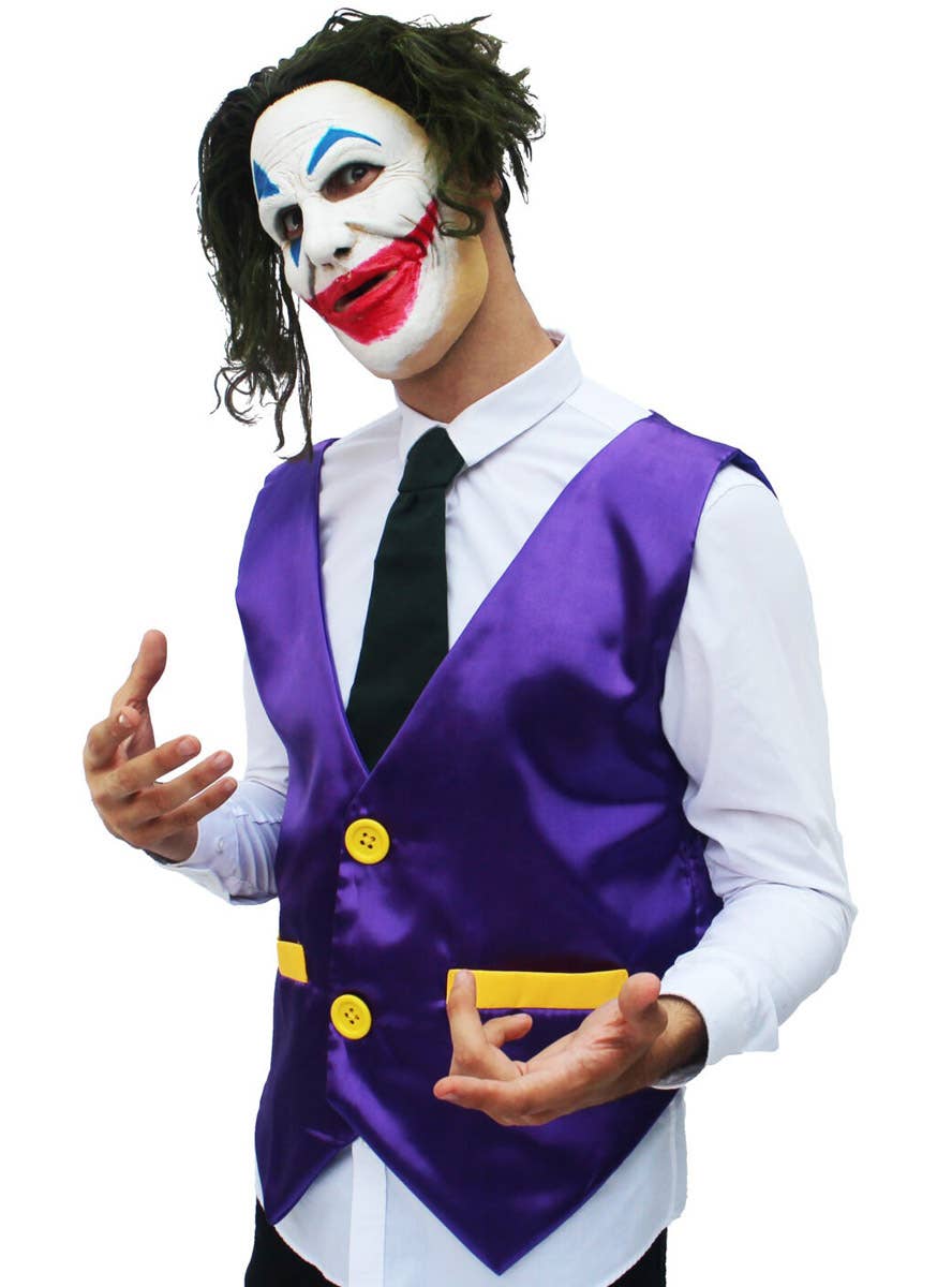 Image of Mr Smiley Villain Men's Vest and Mask Costume - Alternate Image