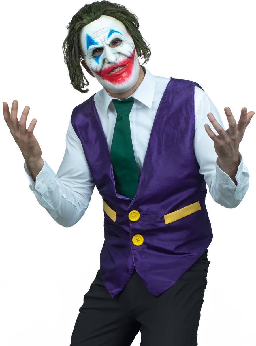 Image of Mr Smiley Villain Men's Vest and Mask Costume - Main Image