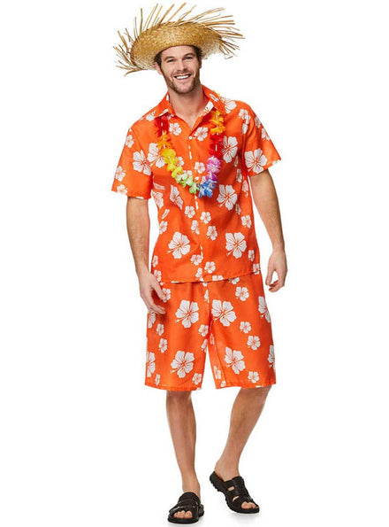 Image of Hawaiian Luau Men's Orange Dress Up Costume