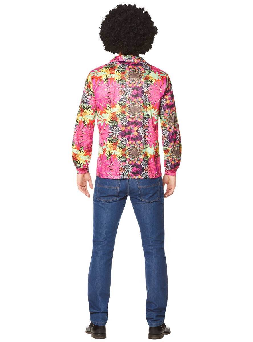 Floral Pink 1970's Hippie Costume Shirt for Men - Back Image