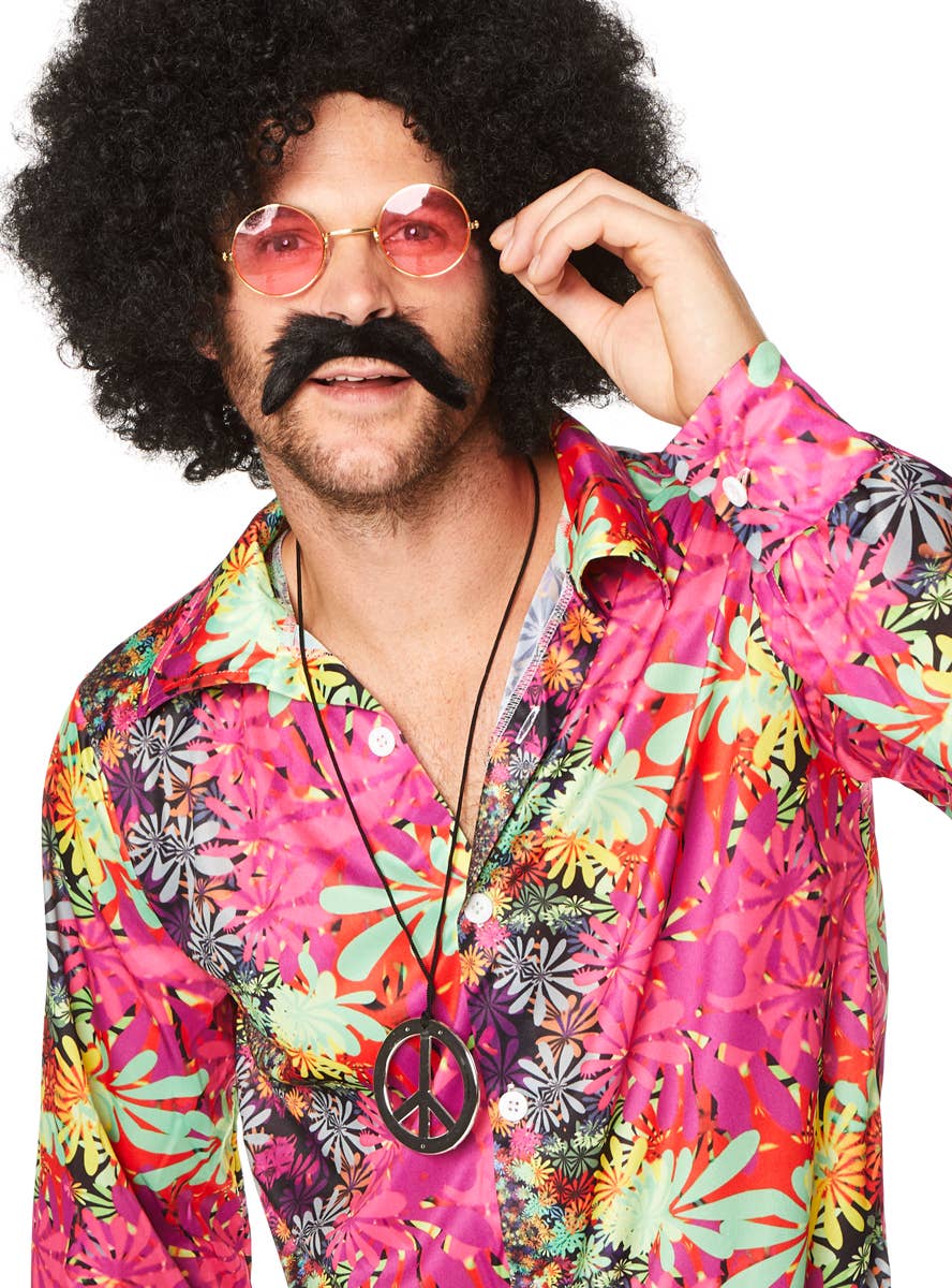 Floral Pink 1970's Hippie Costume Shirt for Men - Zoom Image