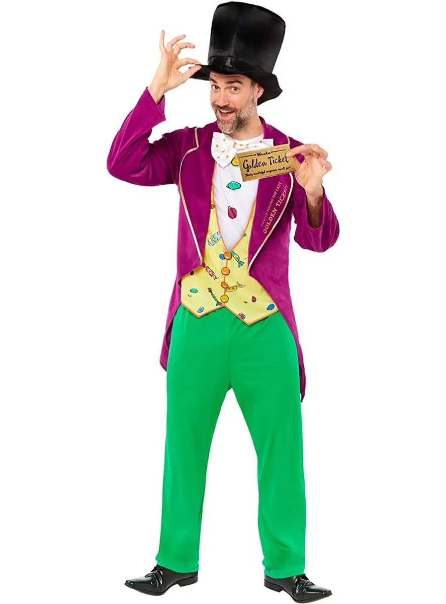 Image of Roald Dahl Willy Wonka Men's Plus Size Book Week Costume - Alternate View