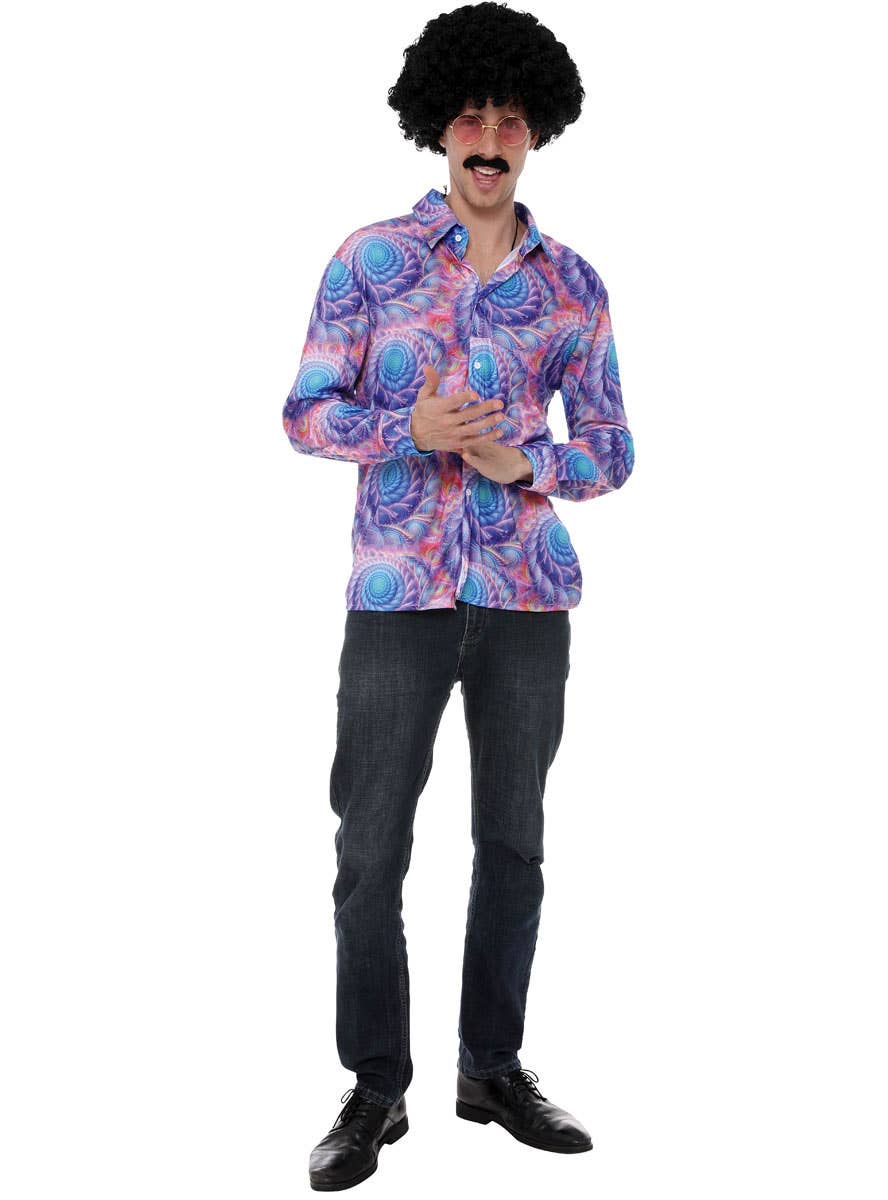 Image of Boho Men's 70s Purple Disco Costume Shirt - Main Image