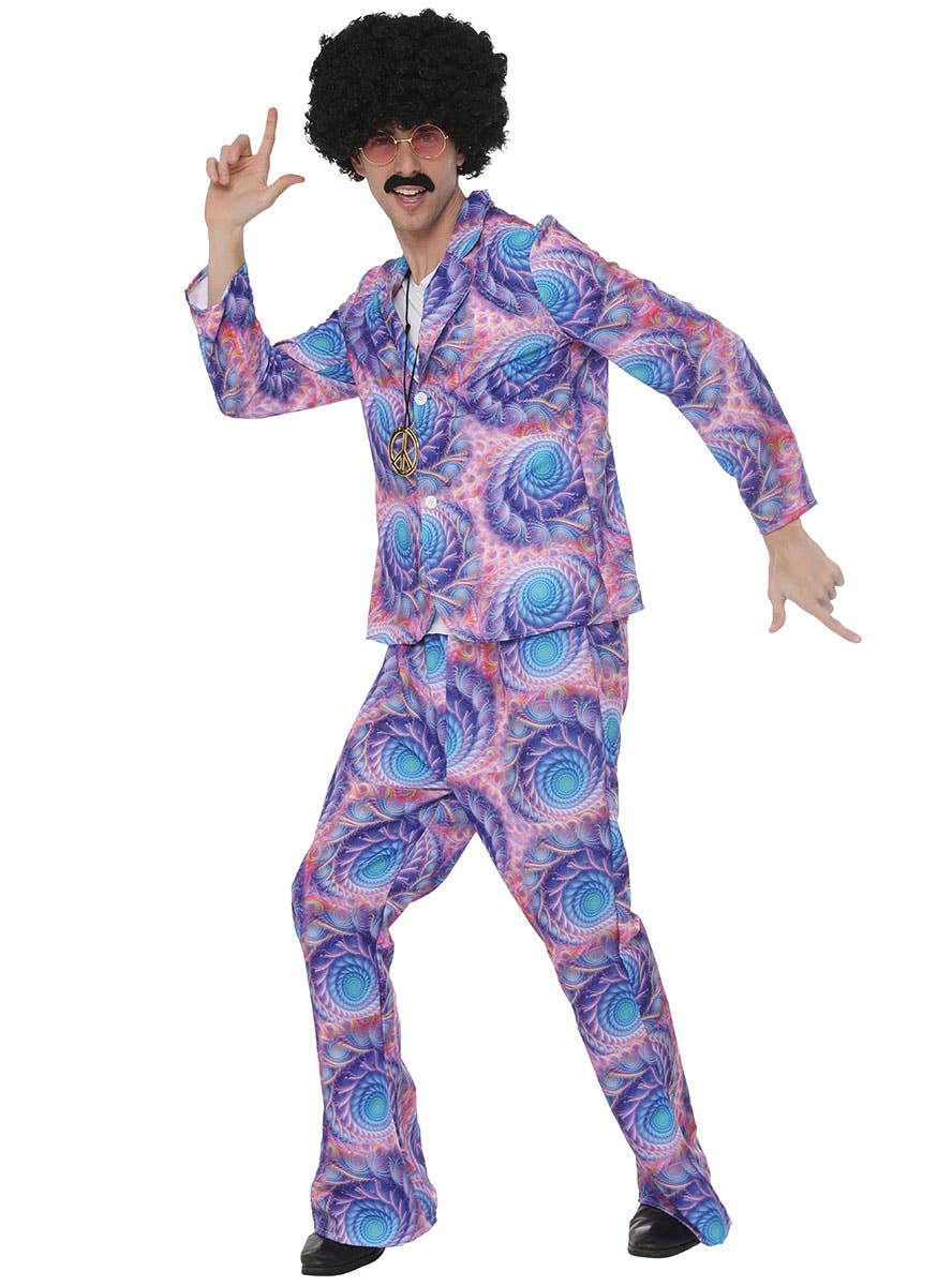 Image of Boho Men's Purple 1970s Disco Suit Costume - Alternate Image