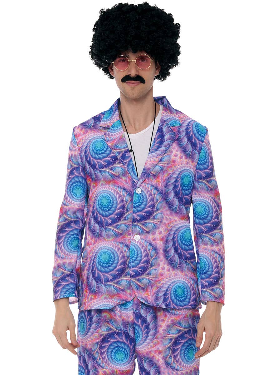 Image of Boho Men's Purple 1970s Disco Suit Costume - Close Image