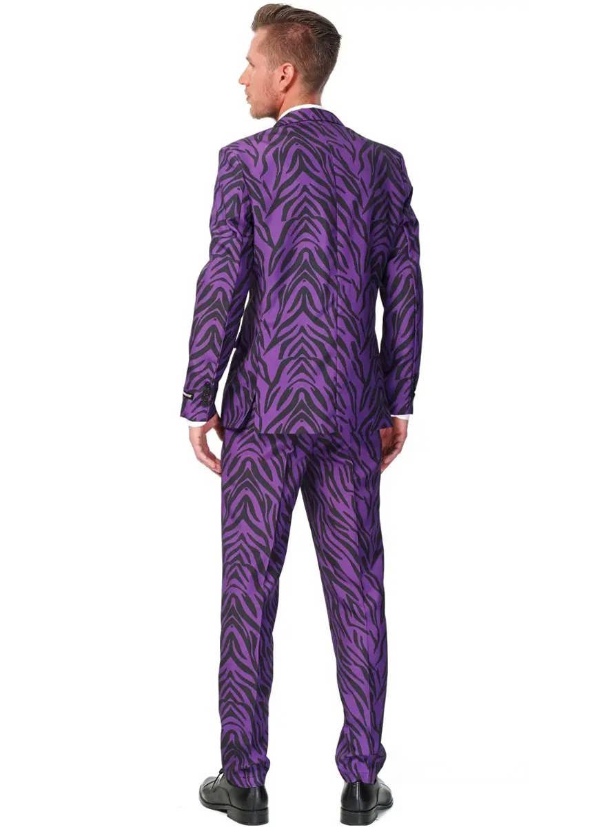 Men's Novelty Purple Tiger Stripe Pimp Suit Opposuits Back image