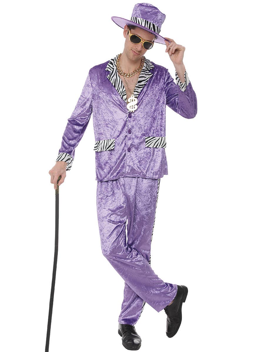 1980s Purple Velvet Pimp Costume for Men