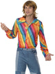 70s Rainbow Striped Mens Disco  Costume Shirt - Main Image