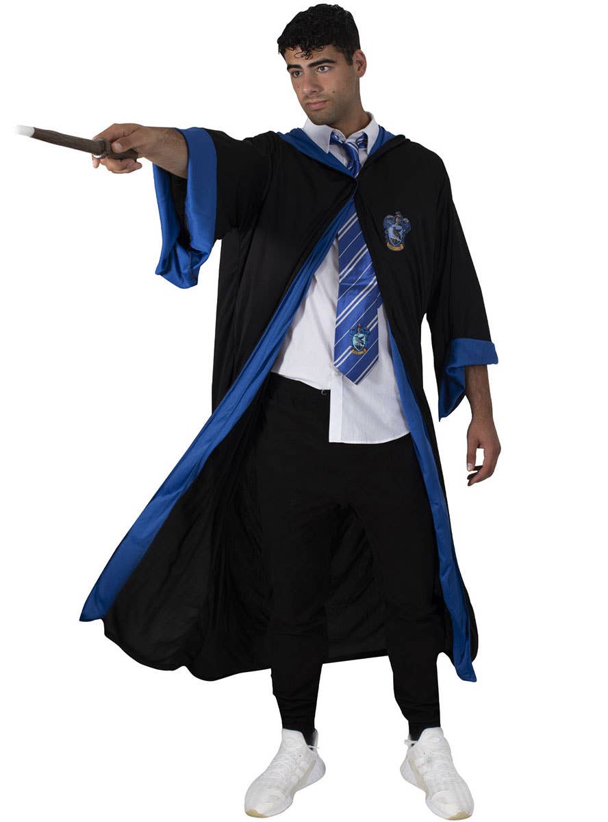 Image of Deluxe Ravenclaw Men's Costume Robe with Hood - Alternate Image