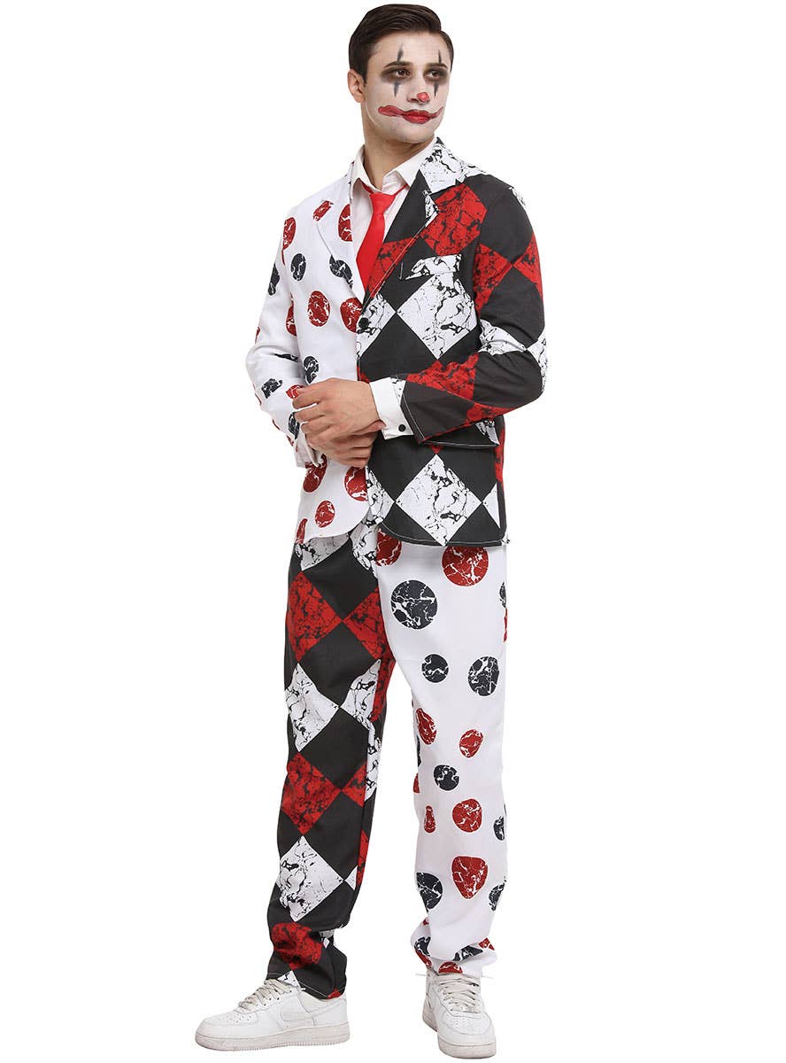 Image of Evil Clown Print Men's Halloween Suit Costume - Alternate Image