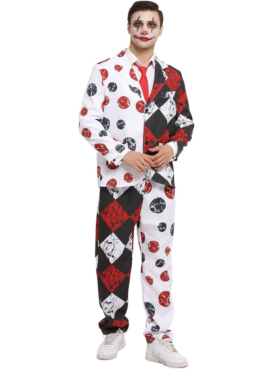 Image of Evil Clown Print Men's Halloween Suit Costume - Main Image