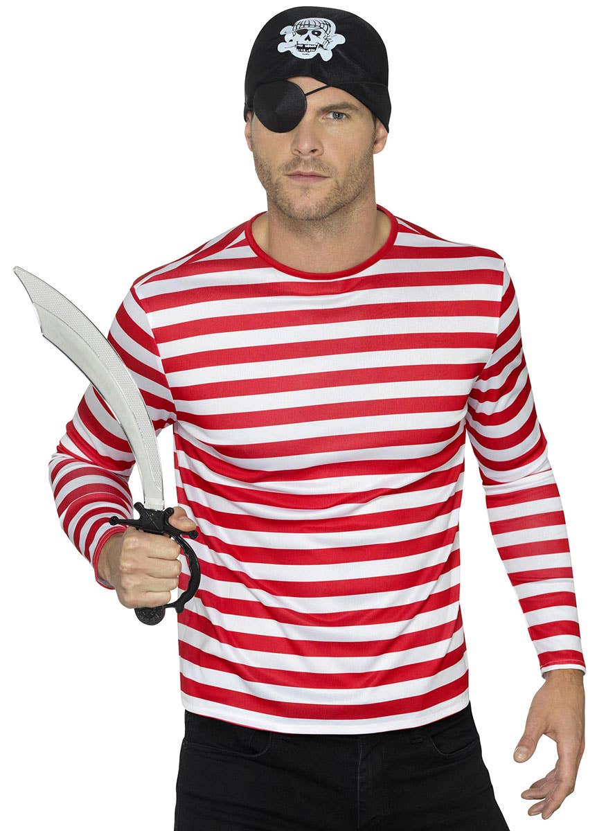 Image of Striped Red and White Men's Pirate Costume Shirt