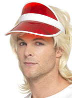 Image of 1980's Red Poker Visor Men's Costume Hat