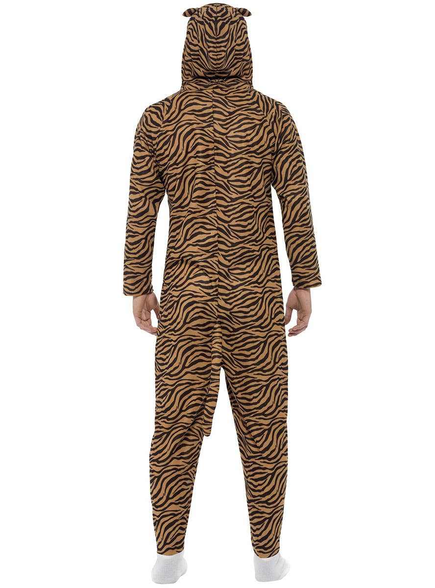 Image of Striped Tiger Men's Onesie Costume - Back Image