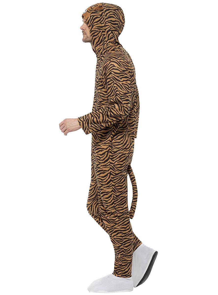 Image of Striped Tiger Men's Onesie Costume - Side Image