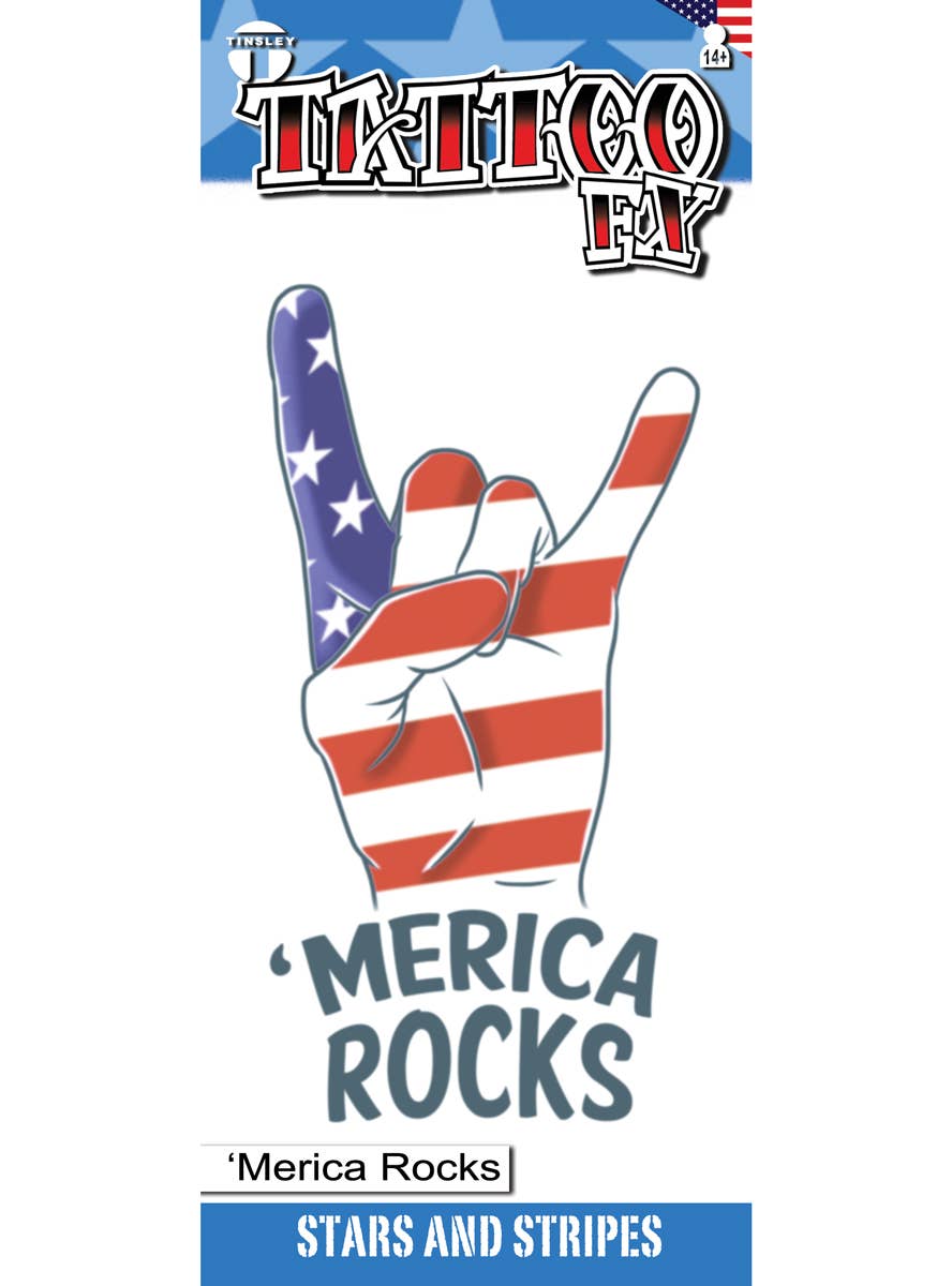 Image of Stars and Stripes 'Merica Rocks Temporary Tattoo