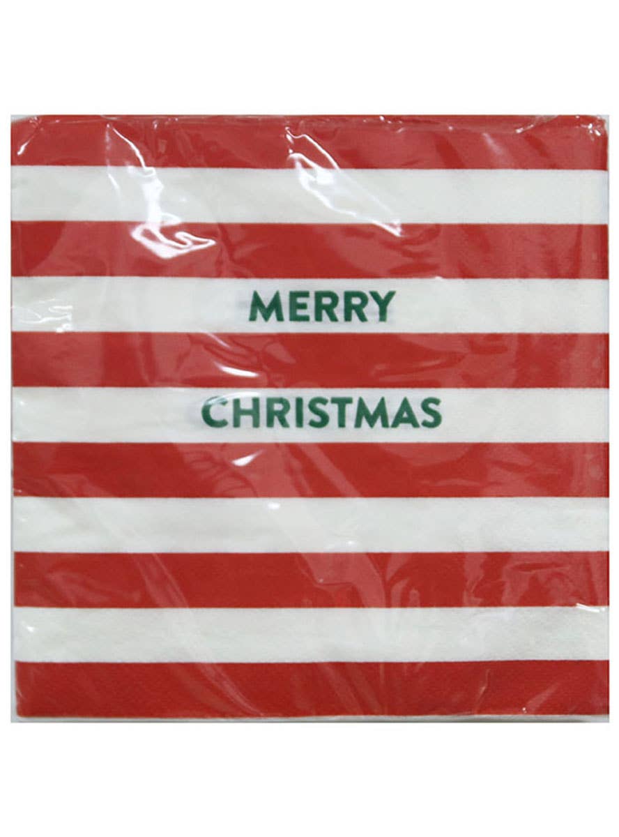 Image of Merry Christmas Red and White Stripe 20 Pack Paper Napkins